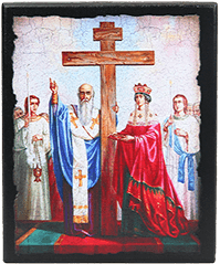Icon "Exaltation of the Holy and Life-Giving Cross of the Lord" on a wooden base, 12 x 10