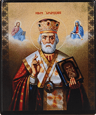 Icon "Saint Nicholas the Wonderworker" on a wooden base, 12 x 10