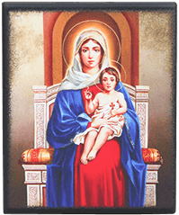 Icon "The Virgin Mary with the Child" on a wooden base, 12 x 10