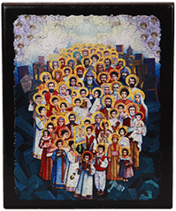 Icon "Holy Martyrs" on a wooden base, 12 x 10