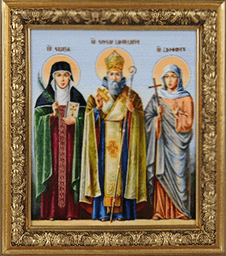 Icon "Saints Gayane, Gregory the Illuminator, Ripsime", 21 x 18