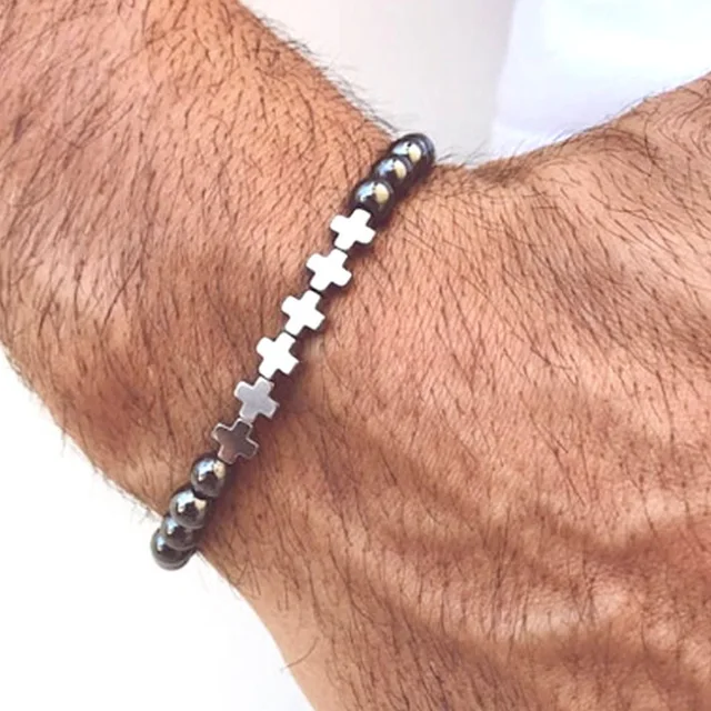 Hematite bracelet with crosses
