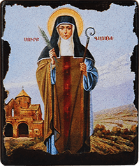 Icon "Saint Gayane" on a wooden base, 12 x 10