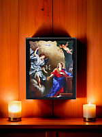 Icon "Annunciation of the Virgin Mary" on a wooden base