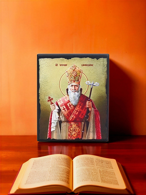 Icon "Saint Gregory the Illuminator" on a wooden base