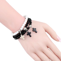 Bracelet made of natural white stone with a cross