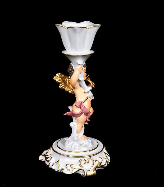 Candle holder with little angel (hand-painted/left)