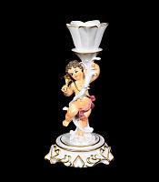 Candle holder with little angel (hand-painted/left)