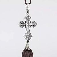 Car pendant blooming cross with fringe