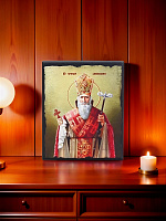 Icon "Saint Gregory the Illuminator" on a wooden base