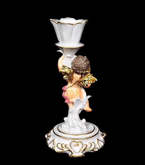 Candle holder with little angel (hand-painted/left)
