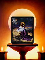 Icon "The Prayer of the Cup" on a wooden base