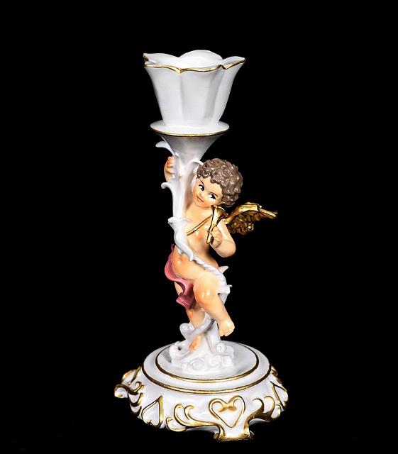 Candle holder with little angel (hand-painted/right)