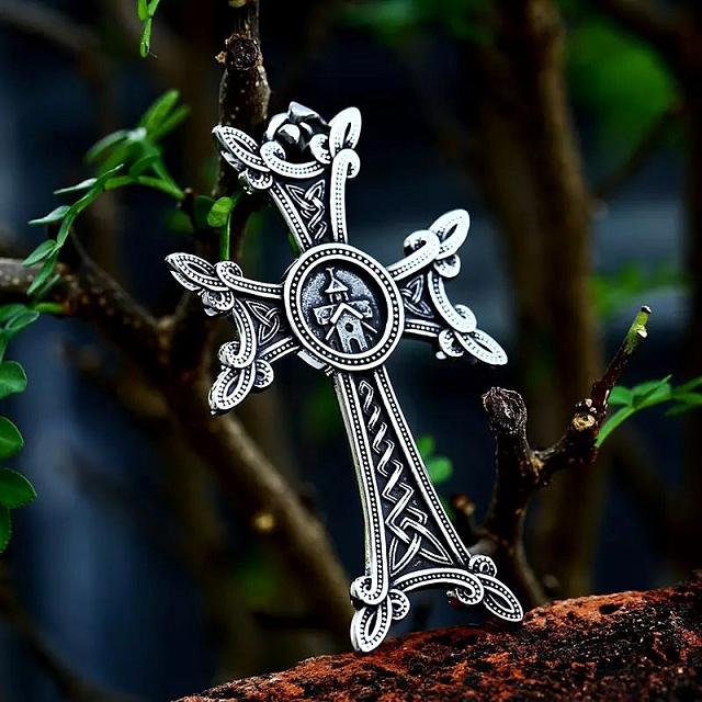 Armenian cross pendant, metallic