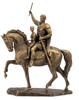 Statue of Saint Sargis with his son Martiros on horseback