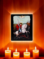 Icon "Saint George the Victorious" on a wooden base
