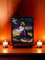 Icon "The Prayer of the Cup" on a wooden base