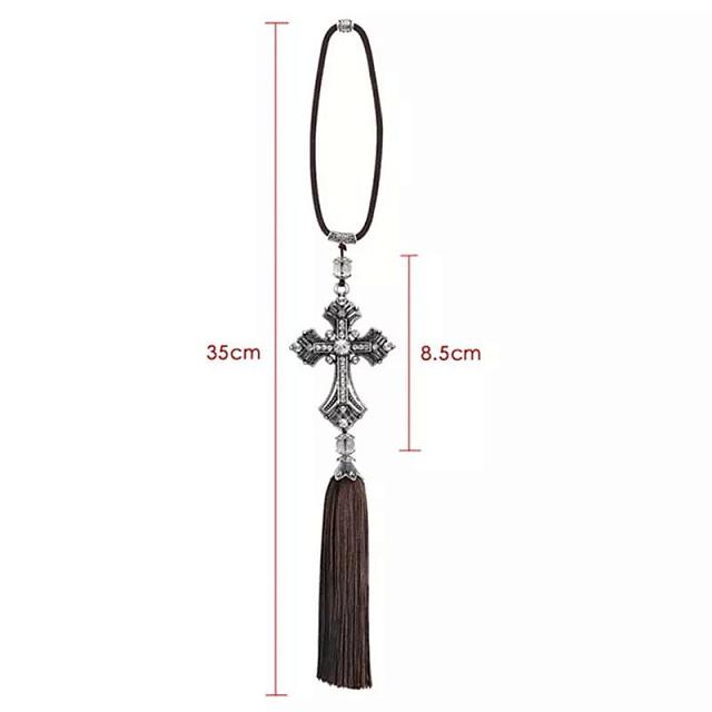 Car pendant blooming cross with fringe