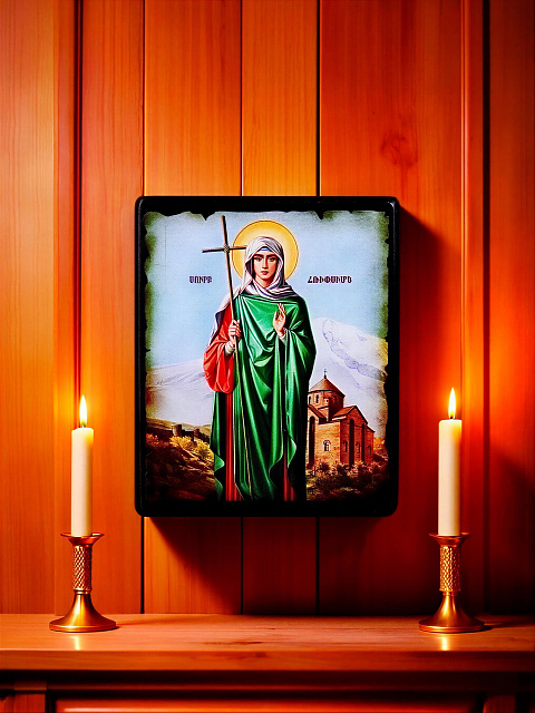 Icon "Saint Ripsime" on a wooden base