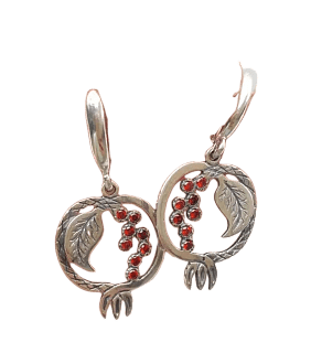 Earrings with garnet (metal)