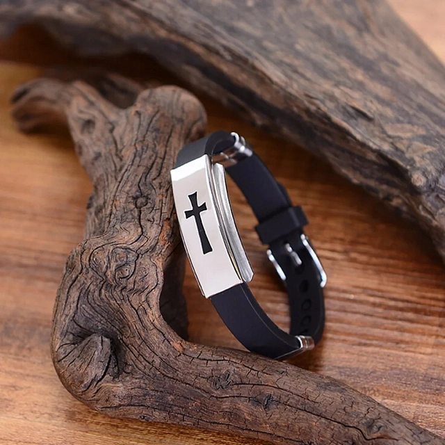 Bracelets with a cross on a silicone buckle