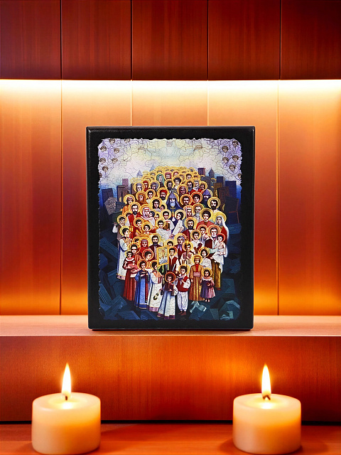 Icon "Holy Martyrs" on a wooden base