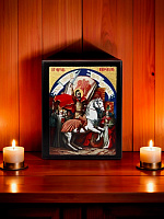 Icon "Saint Vardan Mamigonian" on a wooden base