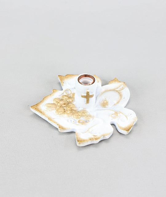 Candlestick "Leaf" white patina