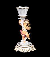 Candle holder with little angel (hand-painted/right)