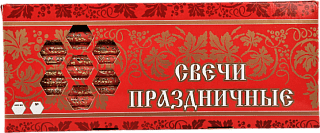 Set of red candles in a package