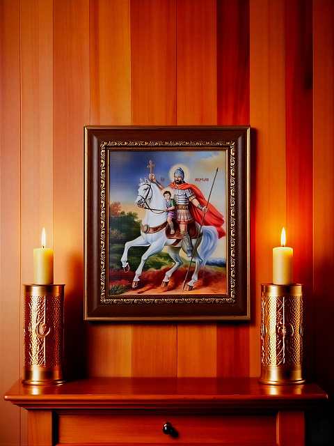 Icon "Military leader Saint Sarkis and Saint Martiros", 22 x 18