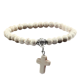Bracelet made of natural white stone with a cross