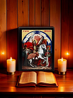 Icon "Saint Vardan Mamigonian" on a wooden base