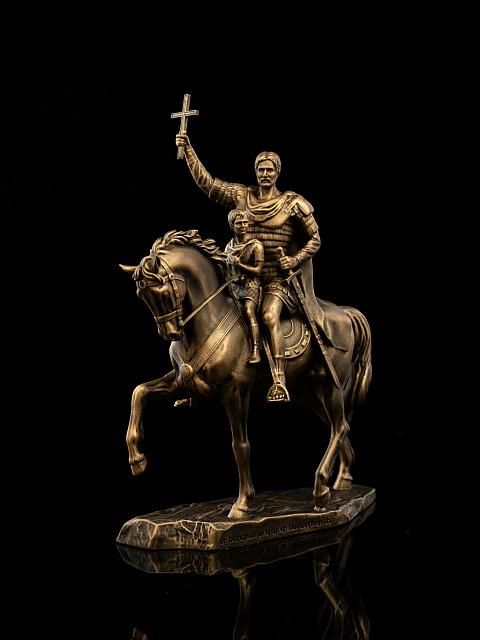 Statue of Saint Sargis with his son Martiros on horseback