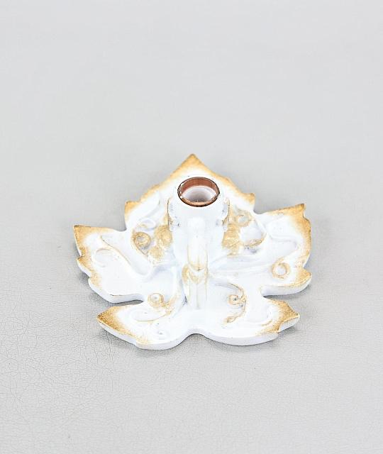 Candlestick "Leaf" white patina
