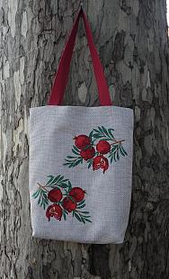 Shopping bag with embroidery " Two branches of pomegranate"_