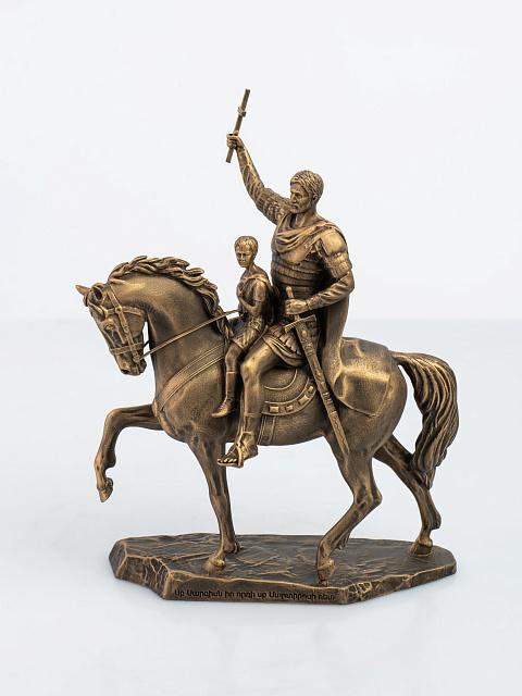 Statue of Saint Sargis with his son Martiros on horseback