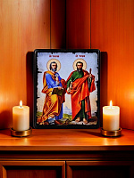 Icon "Apostles Saint Peter and Saint Paul" on a wooden base