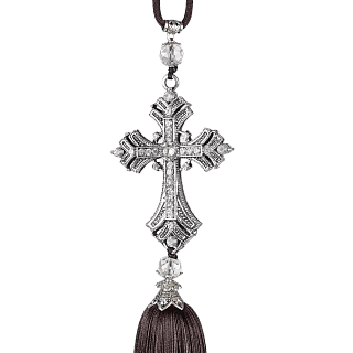 Car pendant blooming cross with fringe