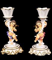 Candle holder with little angel (hand-painted/left)