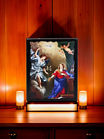 Icon "Annunciation of the Virgin Mary" on a wooden base