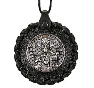 Medallion with the image of St. Nicholas the Wonderworker (woven)