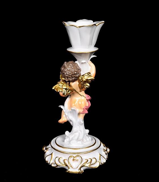 Candle holder with little angel (hand-painted/right)