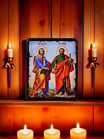 Icon "Apostles Saint Peter and Saint Paul" on a wooden base